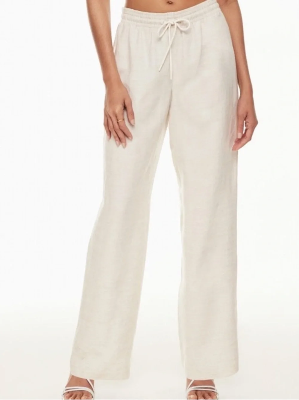 ARITZIA LINEN BLEND WIDE LEG PANTS TAN SIZE XS TALL